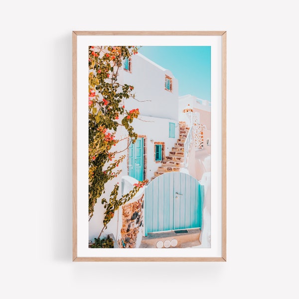 Santorini Greece Art Prints, Travel Photography Digital Download, Landscape Poster Photograph, Blue Gallery Wall Art, Gift For Her, Mom