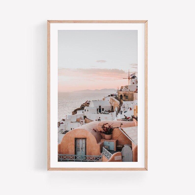 Santorini Neutral Wall Art, Greece Poster Photograph, Greek Printable, Oia Print Download, Modern Minimalist Decor, Travel Photography Photo image 1
