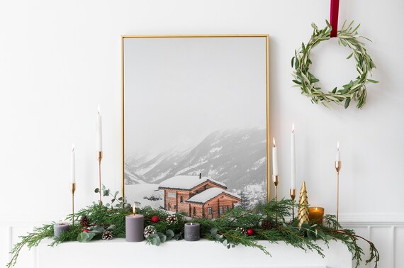Winter Nature Print, Forest Cabin Print, Holiday Decor, Farmhouse Wall Art, Snowy Scene, Winter Cabin Forest Photo, Christmas Gift Prints