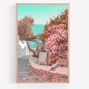 Impression de Santorin, Grèce, bleu de la mer Égée, photographie de voyage (téléchargement numérique)