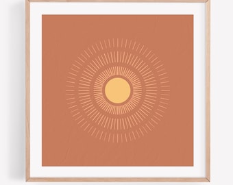 Boho Sunburst Print, Mid Century Modern Art (Digital Download)
