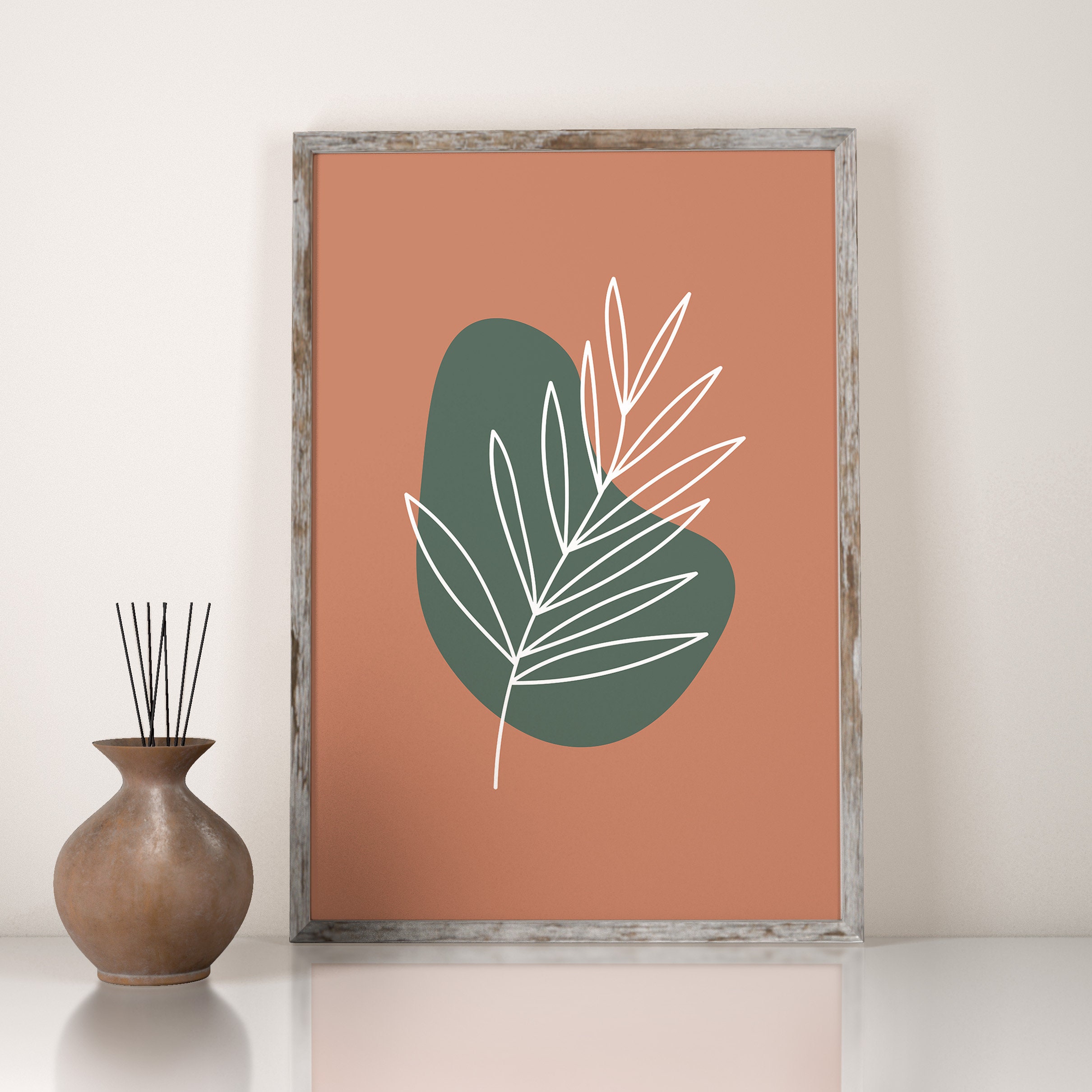 Boho Floral Line Art Print, Mid Century Modern Decor (digital Download ...