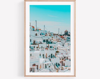 Santorini Greece Art Prints, Travel Photography Digital Download, Landscape Poster Photograph, Blue Gallery Wall Art, Gift For Her, Mom