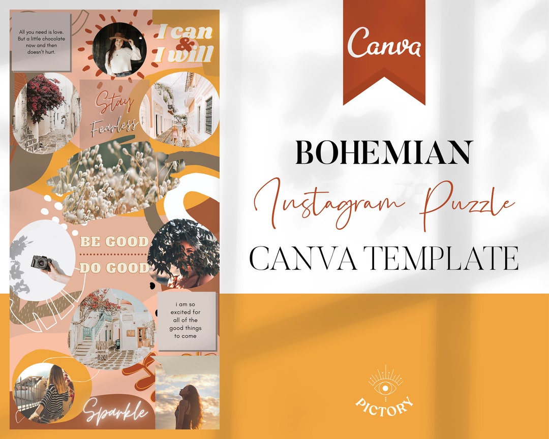 Bohemian Instagram Puzzle Template for Canva (digital Download) - Etsy