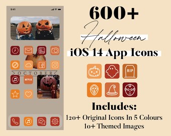 Iconos de la app iOS de Halloween, tema minimalista de otoño (descarga digital)