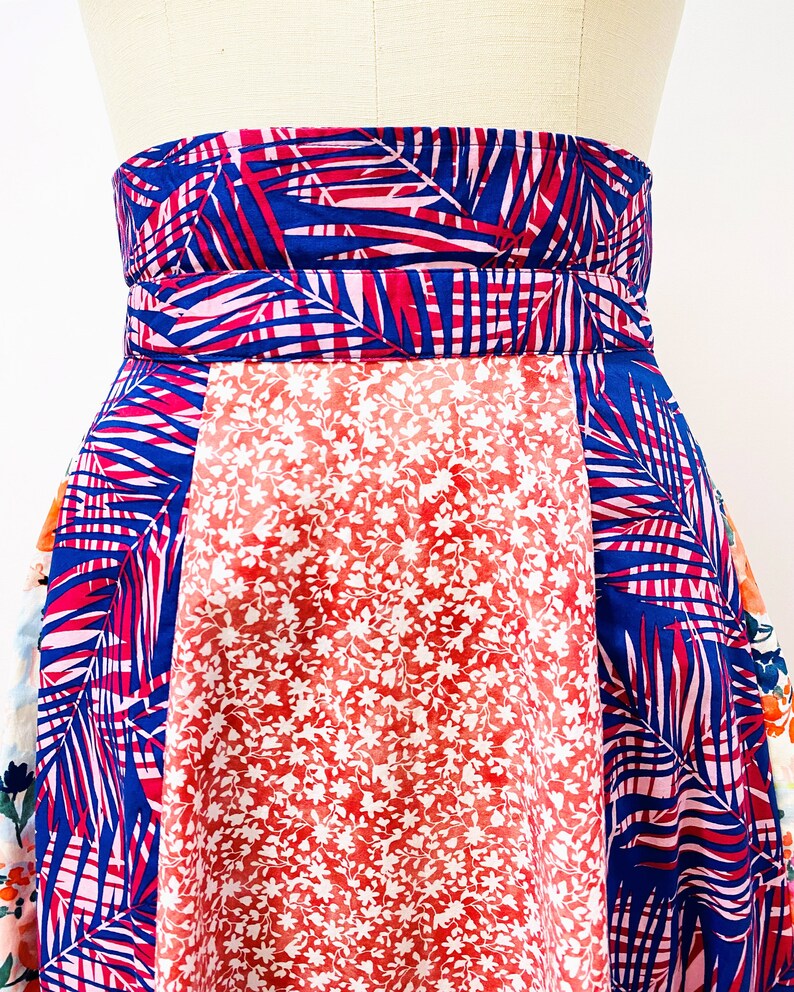 Mix Printed Ruffle Midi Skirt