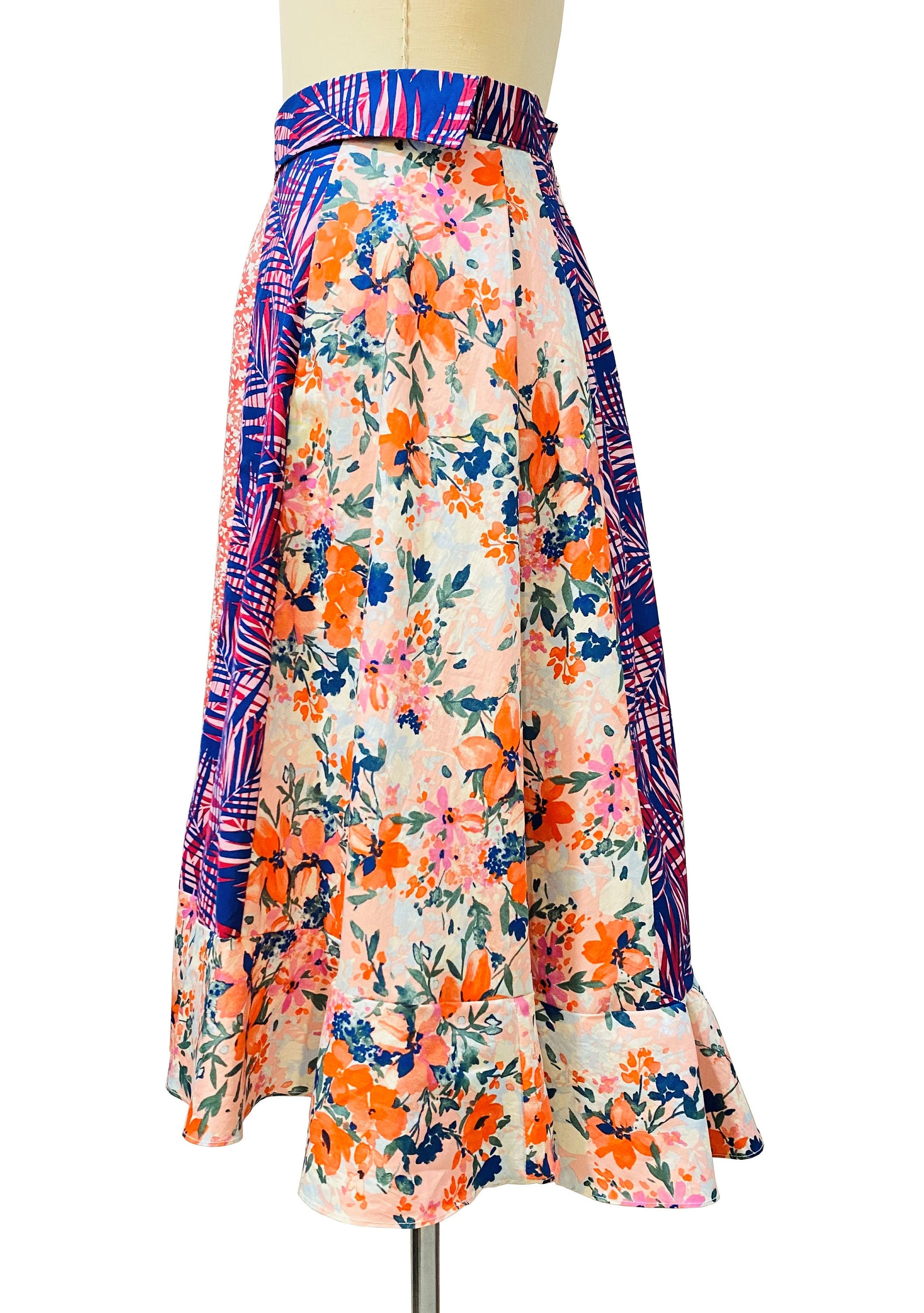 Spring Ruffle Skirts Floral Mixed Ruffle Skirt, Summer Skirt, Light Weight, Multi Printed ...