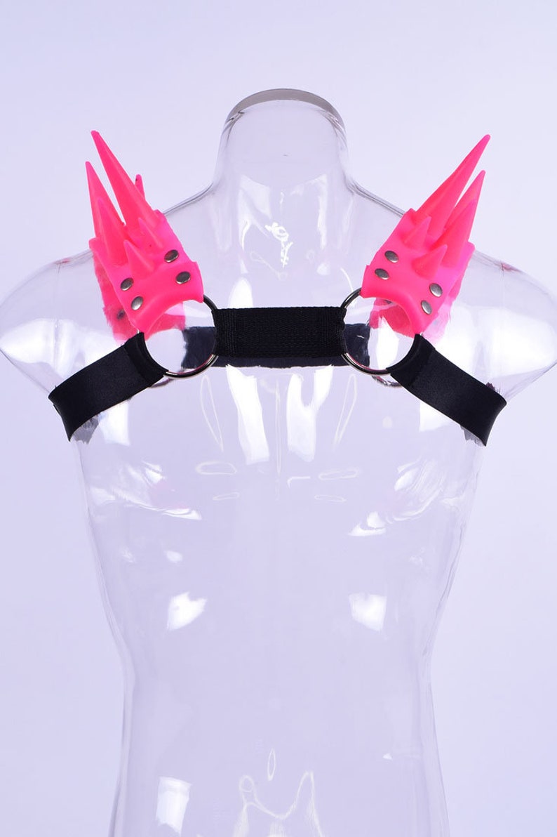 NEON PINK Silicone Spiked Harness BLADE *ssTricks Apparel