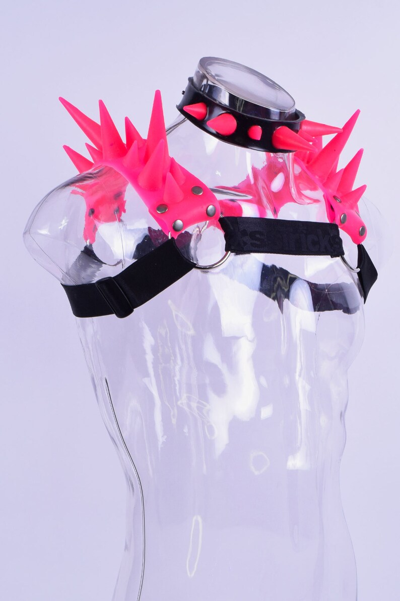NEON PINK Silicone Spiked Harness BLADE *ssTricks Apparel