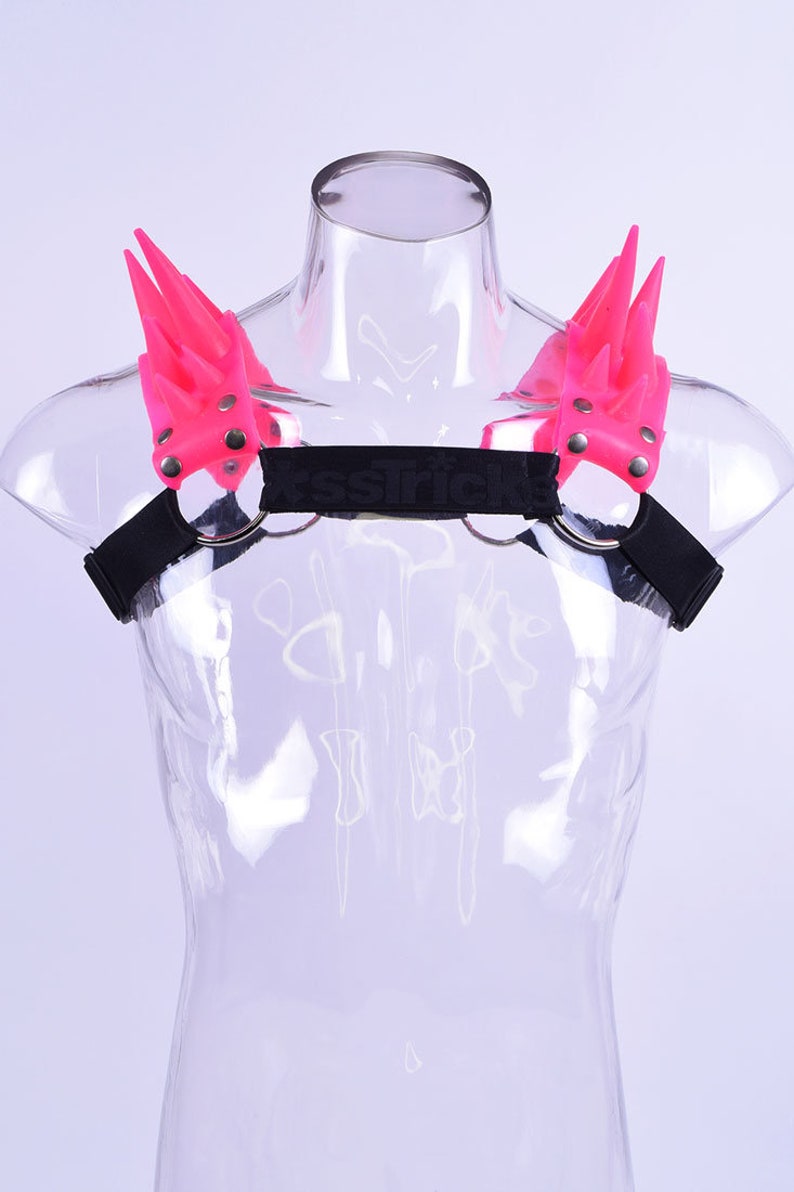 NEON PINK Silicone Spiked Harness BLADE *ssTricks Apparel