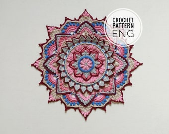 Doily Aura. PDF crochet pattern, Mandala crochet pattern, Crochet mandala, Dreamcatcher pattern. Digital download file. ENGLISH