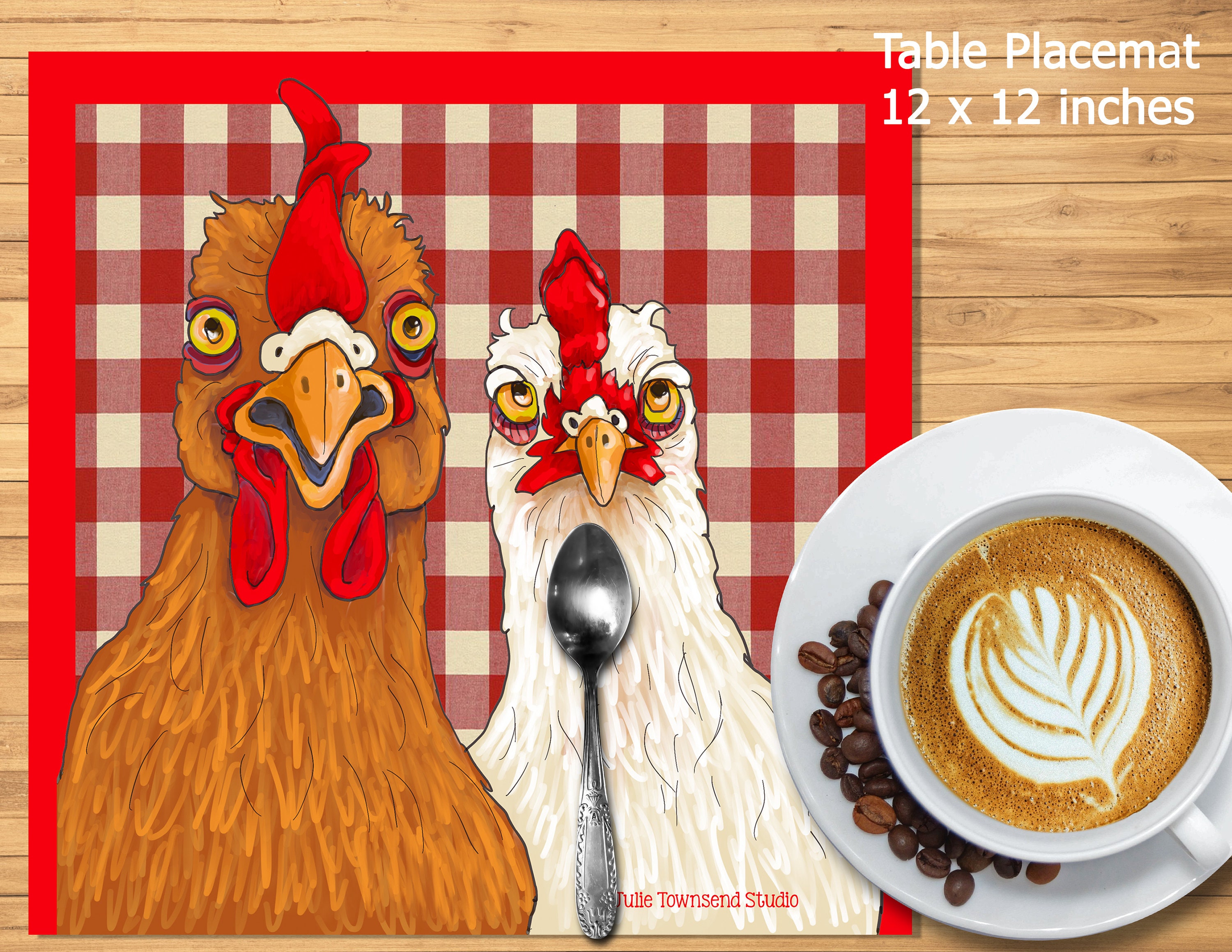 Funny Chicken Placemats Farm themed kitchen table Chicken Etsy
