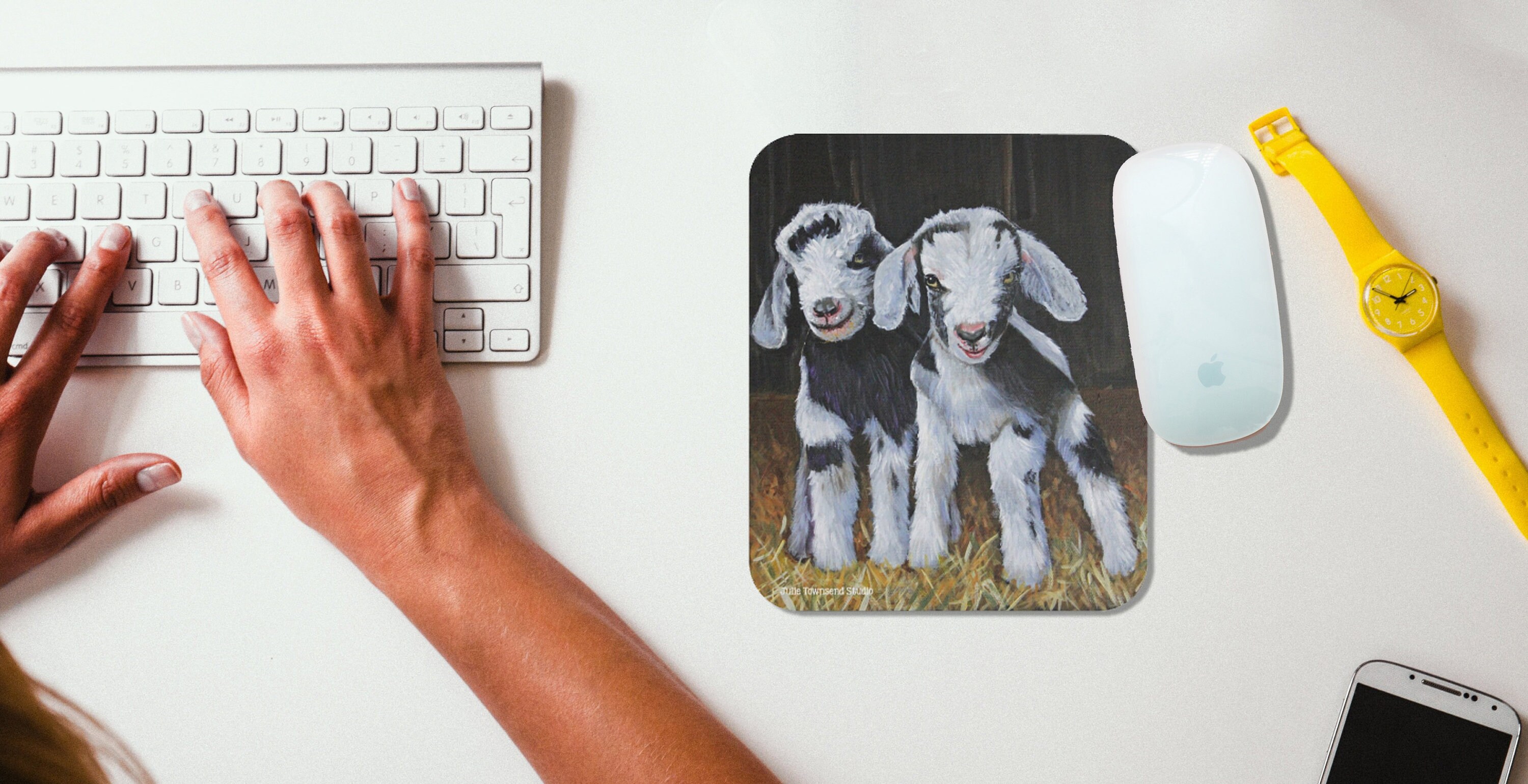 Goat Mousepad baby goat mouse pad goat office farmhouse | Etsy