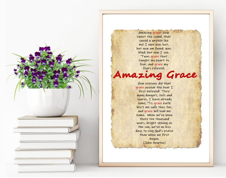 Amazing Grace Word Print Powerful Poster Christian Word Art | Etsy