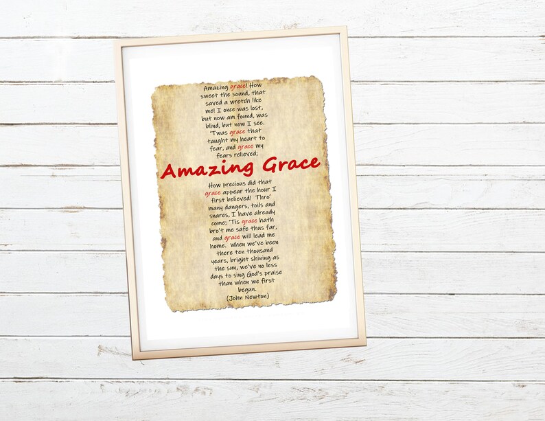 Amazing Grace Word Print Powerful Poster Christian Word Art | Etsy
