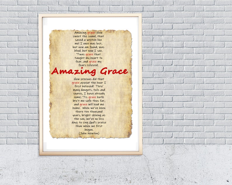 Amazing Grace Word Print Powerful Poster Christian Word Art | Etsy