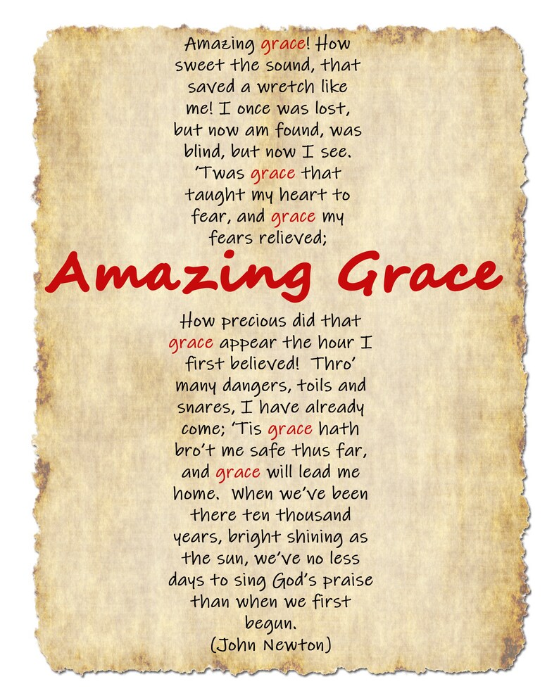 Amazing Grace Word Print Powerful Poster Christian Word Art | Etsy