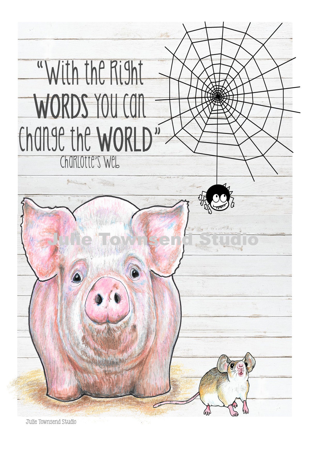 Wilbur the Pig Poster Print Farmhouse Kitchen Farm animal | Etsy