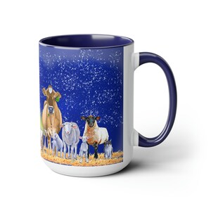 First Barnyard Christmas Mug Nativity Scene with Animals Christ Child Born in a Manger Shepherds Wise Men and Angels Bethlehem Star image 5