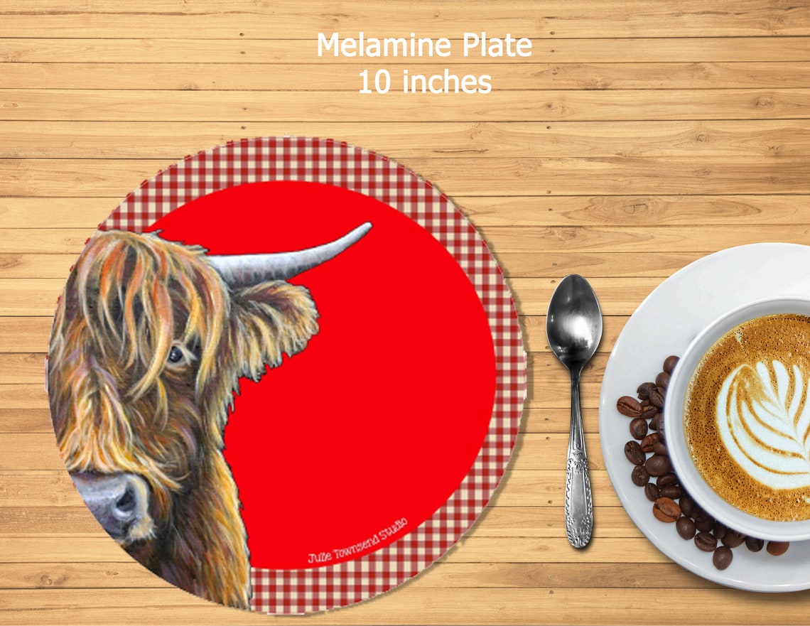 Highland Cow Dinner Plate Art Designer Melamine Dinner Etsy