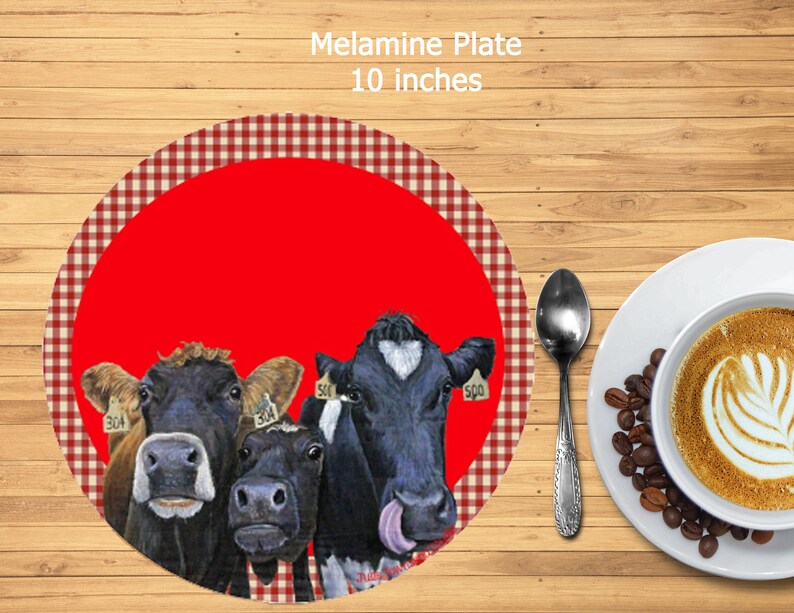 Farm Cow Dinner Plate Art Designer Melamine Dinner Plate | Etsy