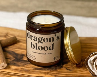 Dragon's Blood | 9 oz Soy Wax Candle, 100% Soy Wax Candle, Natural Candle, Non-Toxic Candle, 9 oz Candle, Amber Jar Candle, Candles