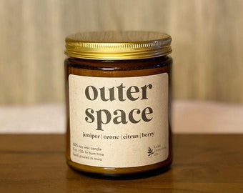 Outer Space | 9 oz Soy Wax Candle, 100% Soy Wax Candle, Natural Candle, Non-Toxic Candle, 9 oz Candle, Amber Jar Candle, Fall Candles