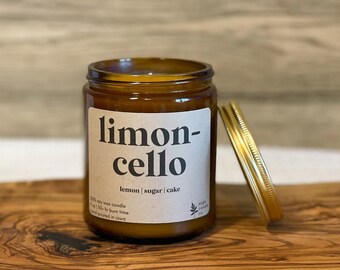 Limoncello | 9 oz Soy Wax Candle, 100% Soy Wax Candle, Natural Candle, Non-Toxic Candle, 9 oz Candle, Amber Jar Candle, Candles