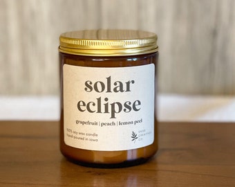 Solar Eclipse | 9 oz Soy Wax Candle, 100% Soy Wax Candle, Natural Candle, Non-Toxic Candle, 9 oz Candle, Amber Jar Candle, Candles