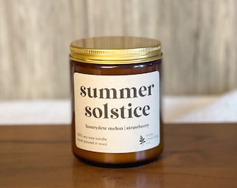 Summer Solstice | 9 oz Soy Wax Candle, 100% Soy Wax Candle, Natural Candle, Non-Toxic Candle, 9 oz Candle, Amber Jar Candle, Candles