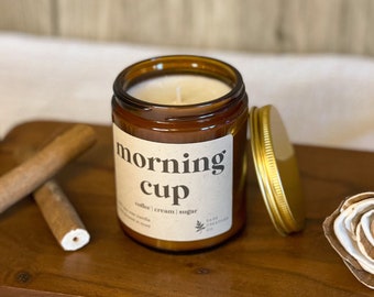 Morning Cup | 9 oz Soy Wax Candle, 100% Soy Wax Candle, Natural Candle, Non-Toxic Candle, 9 oz Candle, Amber Jar Candle, Candles