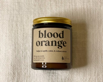 Blood Orange | 9 oz 100% Soy Wax Candle, Natural Candle, Non-Toxic Candle, Amber Jar Candle, Aromatherapy Candle, Blood Candle, Candle