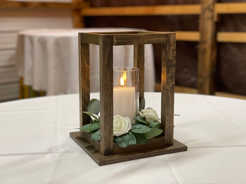 Wood Lantern Centerpiece Wedding Centerpiece Rustic Wooden Etsy