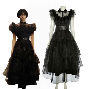 Wednesday Costume Cosplay Halloween Wednesday Addams Black Dress 2023 Formal dress, halloween party dress,halloween gift