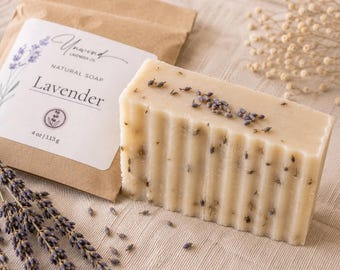 Jabón en barra de lavanda francesa natural / Suave, calmante y alivia la piel seca