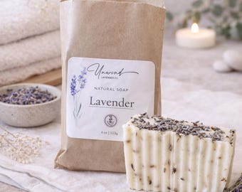 Jabón en barra de lavanda francesa natural / Suave, calmante y alivia la piel seca