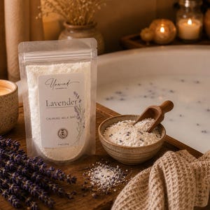Lavender Milk Bath: Natural Spa Soak, Avena Sativa, Mediterranean Sea Salt