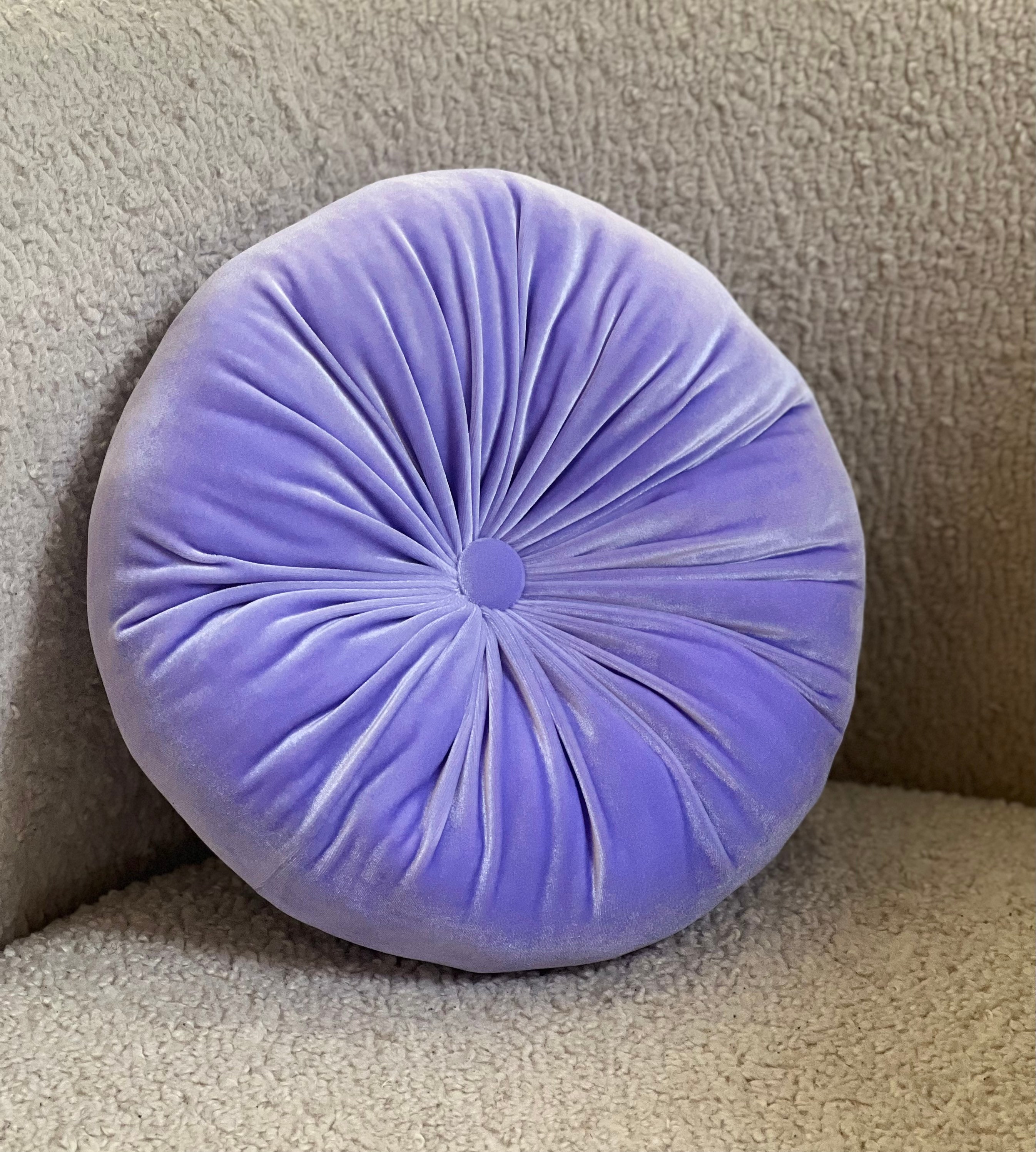 Round Velvet Cushion Ashy purple — PHIONAH