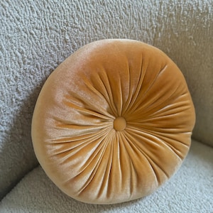 Round Velvet Pillow Burnt Orange Decorative Throw Pillow Circle Accent Pillow Round Velvet Cushion Accent Pillow Circle Cushion Etsy