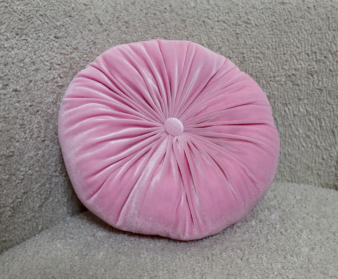 Pink round velvet pillow hotsell