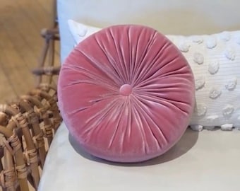 Round Velvet Cushion Pink 12"