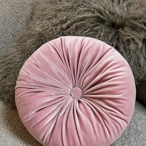 Velvet round light  Pink Cushion,  Decorative Throw Pillow