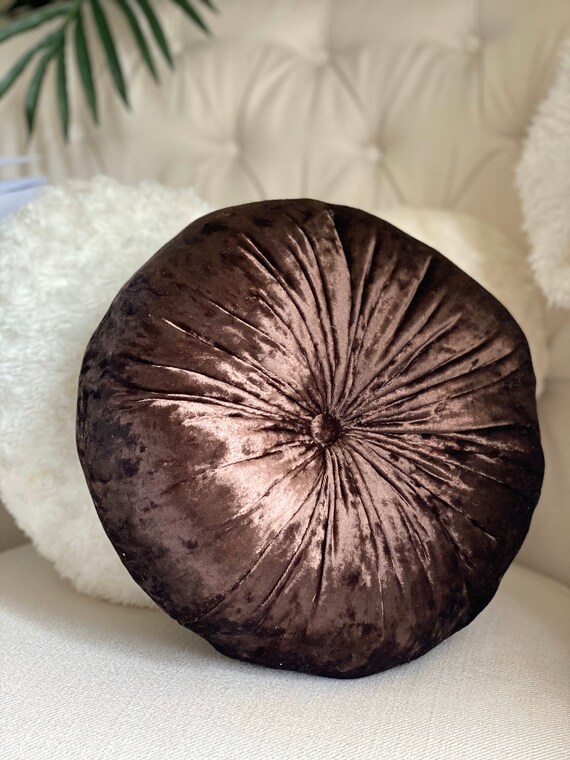 crushed velvet round cushion