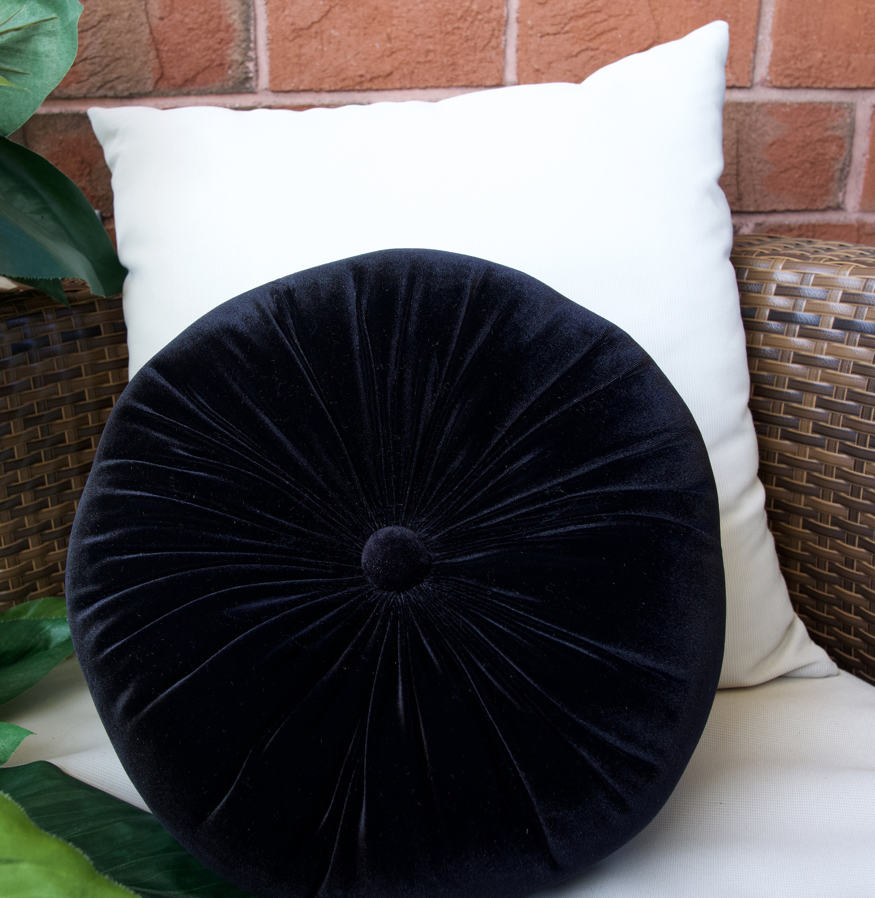 Black Velvet Round Soft Pillow Decorative Circle Cushion Boho Etsy