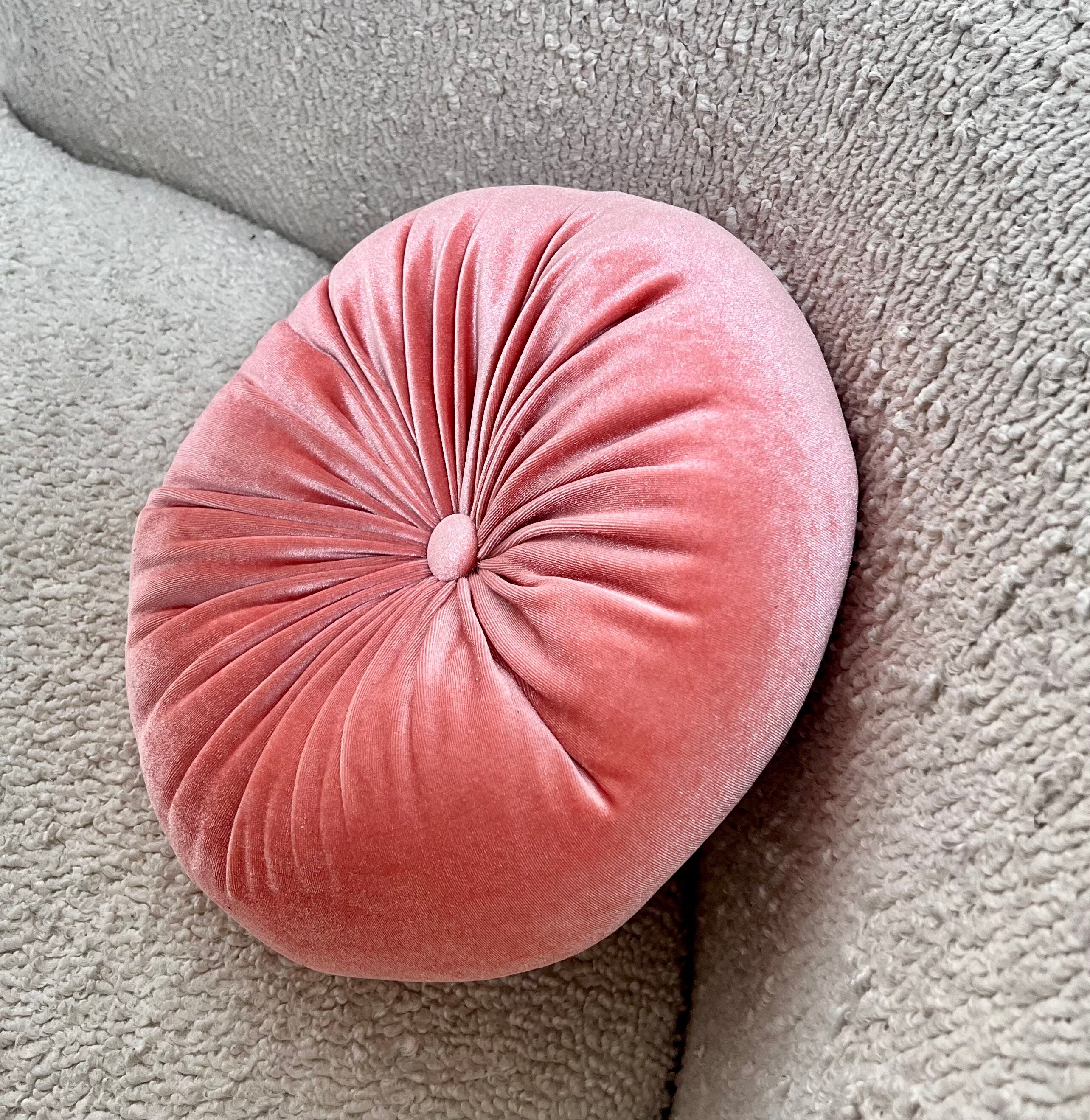 Pink velvet round cushion cheap