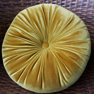 Velvet round Golden Oak Cushion, Velvet solid Round Pillow, Velvet Throw Pillow, Decorative Cushion, Round Pillow