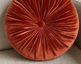 Round Velvet Cushion Rust 12"