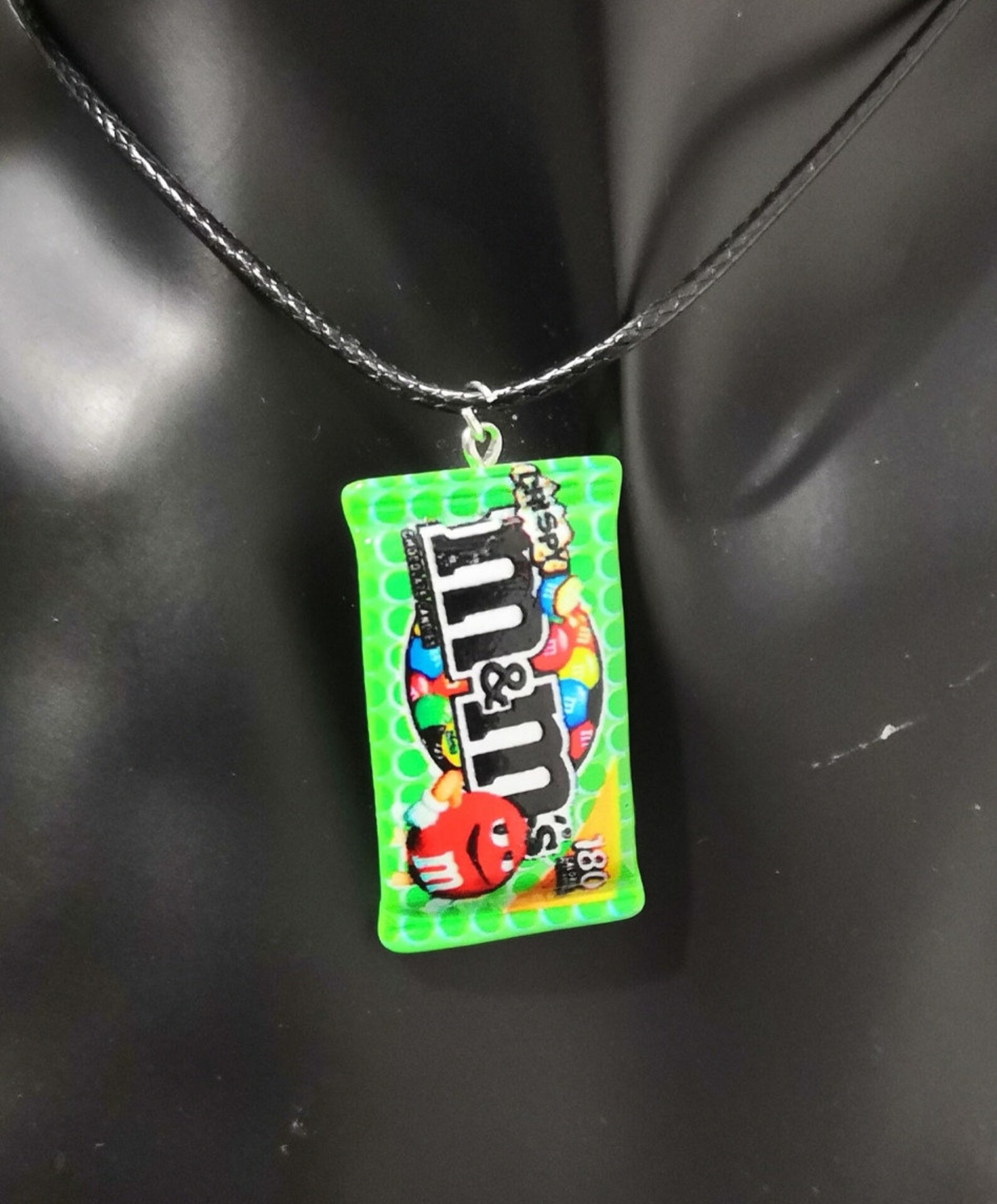 M & M pendant necklace confectionary pendant silver Etsy