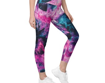 Pantalones de yoga con remolinos abstractos / Leggings psicodélicos con efecto tie-dye / Mallas de yoga para festivales rave