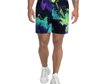Colorful Fluid Art Rave Festival Shorts for Men | Sports, Running, Swimming, Yoga, Workout Activewear with Moisture-Wicking, UPF50+ Protect